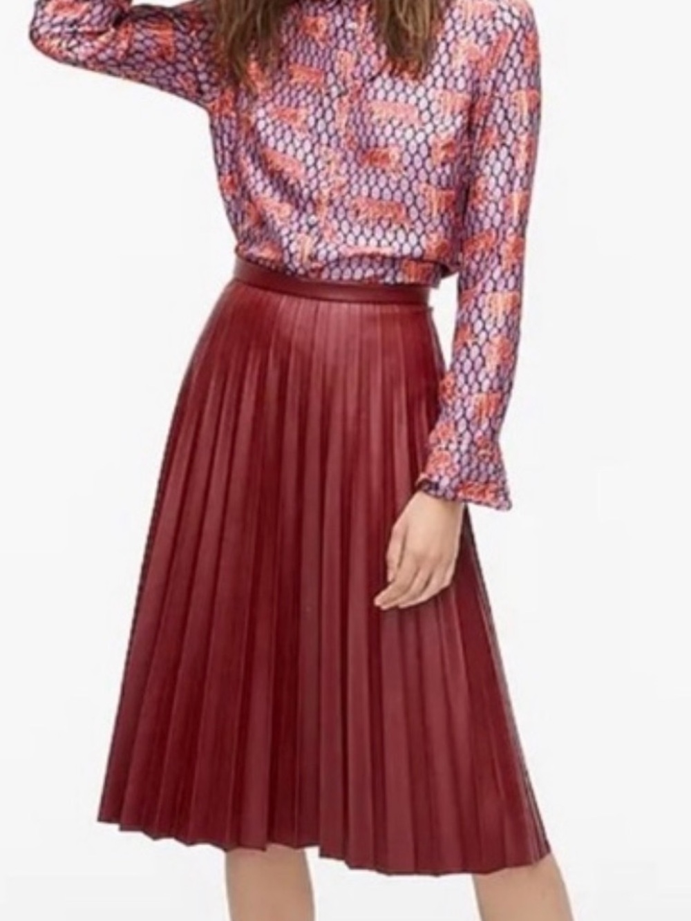 NWT Jcrew faux leather pleated midi skirt B5275